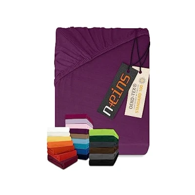 Immagine di npluseins Lenzuolo con angoli elasticizzati, classico, in jersey, 100% cotone, 159,192, 140 x 190 200 cm, colore: lilla