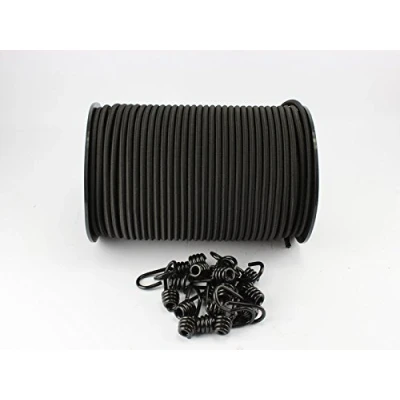 Immagine di Corda elastica da 8 mm, lunghezza 20 m, colore nero, con 10 ganci a spirale