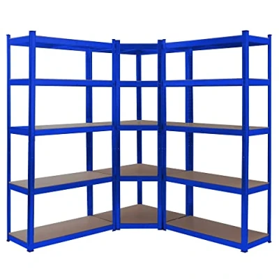 Immagine di AREBOS Set di 3 scaffali per carichi pesanti Combinazione ad angolo Capacità carico fino a 875 kg Montaggio con sistema innesto Robusta struttura in metallo Blu