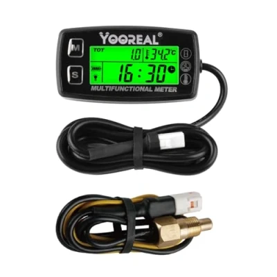 Immagine di Yooreal Contaore Digitale e Contagiri, termometro dell&#039;acqua del motore dell&#039;olio, Avviso RPM &amp; Temp, Display Retroilluminato per Trattorino Compresso Snomobile Mini Bick Motosi Claun