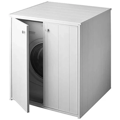 Immagine di NEGRARI Mobile Coprilavatrice XXL AM5013P in PVC, Universale, Resistente all&#039;umidità, Ante con Chiusura Magnetica, Kit di Montaggio Completo, Bianco, Polivinilcloruro