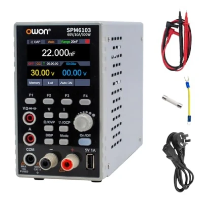 Immagine di OWON SPM6103 2 in 1 alimentatore e multimetro (0 60V, 0 10A) DC variabile, da banco, con LED ad alta precisione 2,8&quot;, interfaccia USB Supporto SCPI, digitale 4