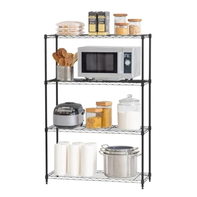 Immagine di Iris Ohyama, Scaffalatura/Mobili per l&#039;immagazzinamento/Unità di scaffalatura a più lati/Scaffalatura in metallo con 4 ripiani, Altezza regolabile, Cucina, Garage, Ufficio Metal Rack MR MM4 Nero