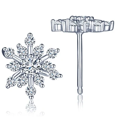 Immagine di Infinite U, orecchini per donne/ragazze, in argento sterling 925, con zirconi a forma di fiocco neve, colore