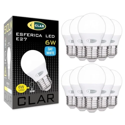 Immagine di CLAR Lampadine LED E27 Luce Fredda, Lampadina E27, Piccola, Lampade LED, 6W (Pack 10)