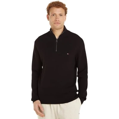 Immagine di Tommy Hilfiger Structure ZIP MOCK Maglione, Uomo, Taglia: Small, Black