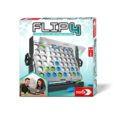 Immagine di Noris Flip4 606064599 gioco classico da 4 pezzi, per bambini dai 6 anni in su, di strategia 2 giocatori