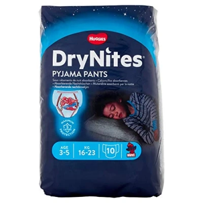 Immagine di Huggies Drynites Mutandine Assorbenti per la Notte Bambino, Taglia S (16 23 Kg), 3 Confezioni da 10 Pezzi, un totale di 30