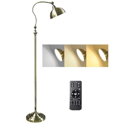 Immagine di ACMHNC Lampada Piantana da Terra Soggiorno Vintage, LED Dimmerabile 12W 3000K 6000K con Telecomando, Stelo Estensibile Oscuramento Continuo, Bronzo, Base in Metallo, E27