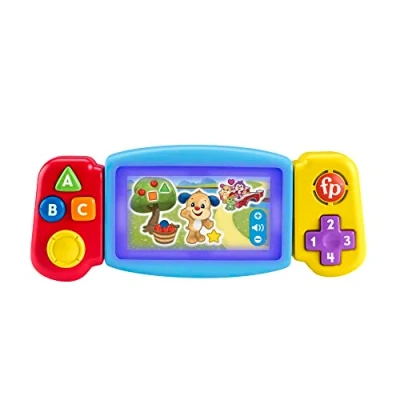 Immagine di Fisher Price Console Gira e Impara, Videogioco Finto per Bambini ai Primi Passi, con luci, 9 36 Mesi, Edizione: Olandese; Inglese, UK; Francese; Tedesco; Italiano, HNL51