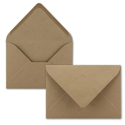 Immagine di Gustav Neuser Mini buste per lettere colorate, 5,2 x 7,6 cm, con lembo umido, saluti, biglietti d&#039;auguri, ciondoli e regali in denaro 25 Umschläge S30 marrone sabbia.