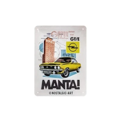 Immagine di Nostalgic Art Targhe Vintage Opel Manta GT/E Idea Regalo per Accessori Auto, in Metallo, Design retrò Decorazione, 15 x 20 cm