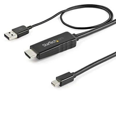 Immagine di StarTech.com Cavo adattatore HDMI a Mini DisplayPort da 2 m, 4K 30Hz alimentato via USB, Convertiore attivo Mac &amp; Windows (HD2MDPMM2M)