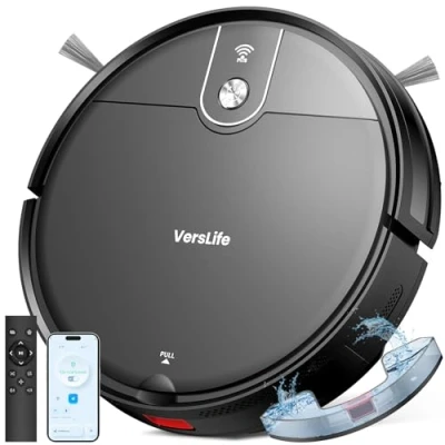 Immagine di VersLife L6 Robot Aspirapolvere e Lavapavimenti 2 in 1, 4000Pa, Controllo con App, Telecomando Alexa, Autonomia 120 Minuti, Silenzioso, Auto ricarica, per Pavimenti Duri, Tappeti Peli di Animali