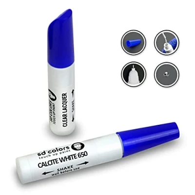 Immagine di SD COLORS 12 ml Vernice Ritocco con Pennello e Trasparente Calcite White (650) Compatibile Mercedes Riparazione di Graffi, Scheggiature Verniciatura