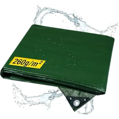 Immagine di horizont telo di copertura impermeabile 260 g/m², 8 x 10 m, con occhielli antistrappo, sabbiera e per piscina, in tessuto auto, moto, bicicletta, antivento, esterni, verde