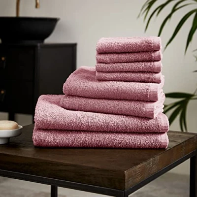 Immagine di Catherine Lansfield Set di asciugamani in cotone ad asciugatura rapida, 8 pezzi, colore: Rosa