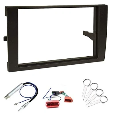 Immagine di Sound way Kit Montaggio Autoradio 2 DIN, Mascherina Doppio Chiavi di Smontaggio, Adattatore Antenna, Cavo Connettore ISO Compatibile con Audi A4 B6 B7, Seat Exeo