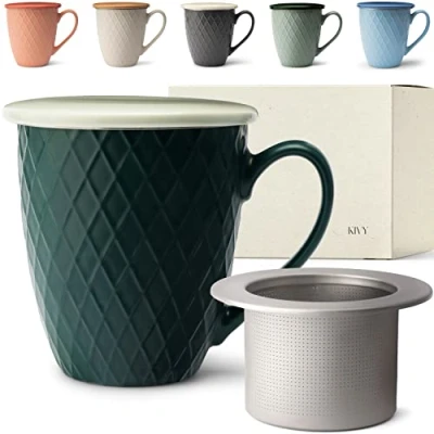 Immagine di KIVY grande tazza da tè con coperchio e colino 650 ml XXL jumbo tazze