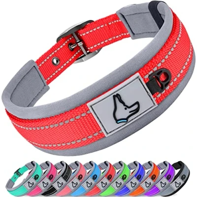 Immagine di Joytale Collare Cane, Catarifrangente Collari per Cani Regolabile con Imbottitura, Cane Taglia Piccola, Rosso, S