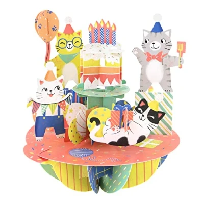 Immagine di SANTORO Pirouette, Biglietto D&#039;Auguri Pop Up 3D Gatti Di Compleanno Regalo Per Bambini, Lei, Lui, Mamma, Moglie, Figlia, Nipote,