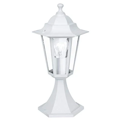 Immagine di EGLO Laterna 5, lampada da pavimento per esterni a 1 luce, con piedistallo in fusione di alluminio e vetro, colore: bianco, attacco: E27, IP44