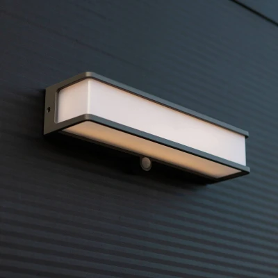 Immagine di Lutec Lampada solare da parete per esterno con rilevatore di movimento DOBLO 6943801125 LED (monocolore) 16.5 W Bianco neutro Antracite