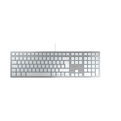 Immagine di CHERRY KC 6000C FOR MAC, Tastiera Mac Con Filo (Porta USB C), Layout per la Francia (AZERTY), Tasti Silenziosi, Design Piatto, Bianco Argento