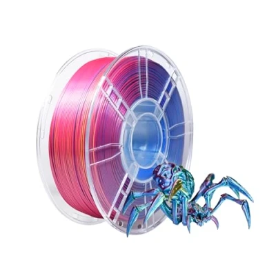 Immagine di iBOSS filamento PLA + triplo colore in seta, 1,75 mm, per stampante 3D Plus +/ 0,02 1 kg/bobina, superficie lucida, seta rossa, giallo e blu