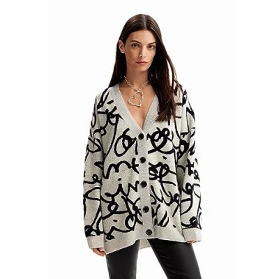Immagine di Cardigan Desigual Lettering Grigio IT 46