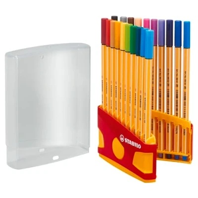 Immagine di Fineliner STABILO point 88 Colorparade in Rosso con gancio Astuccio da 20 Colori assortiti