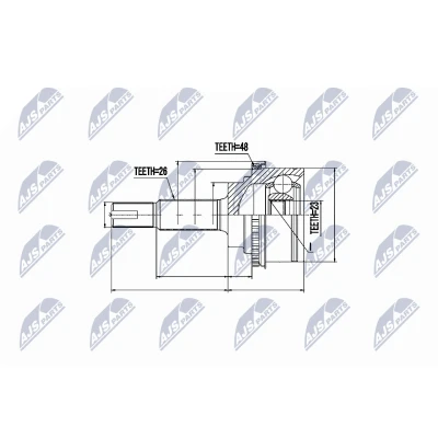 Immagine di NTY NPZ TY 075 Kit Giunto Omocinetico Trasmissione automatica Assale posteriore Sx, Dx,