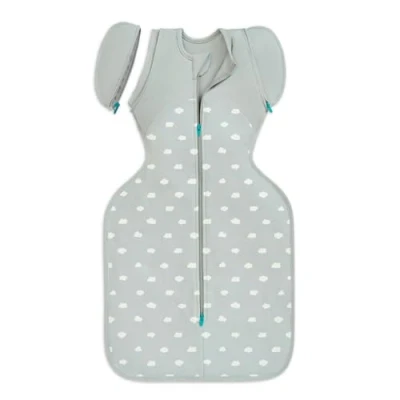 Immagine di Love To Dream Swaddle Up Transition, 8,5 11 kg, bianco mini nuvola, vestibilità aderente, ali staccabili, 1,5 TOG adatto per temperature miti (18 22 C), lavabile in lavatrice e doppia cerniera