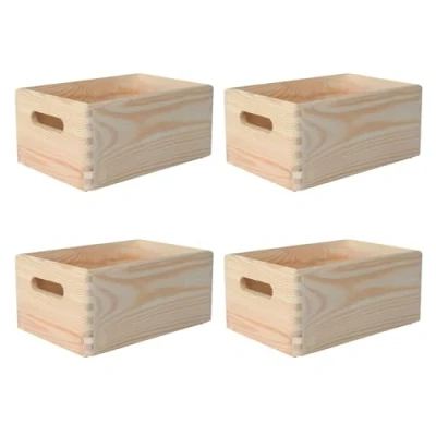Immagine di Creative Deco Grande 4x Scatola in Legno 30 x 20 13 cm (+/ 1 cm) Scatole con Maniglie Cassetta Conteniore Portaoggetti Portagiochi Ideale per Decoupage Documenti e Attrezzi