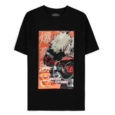 Immagine di Difuzed, My Hero Academia Black Bakugo Katsuki Maglietta da uomo Unisex Bambini e ragazzi, Schwarz, X Large