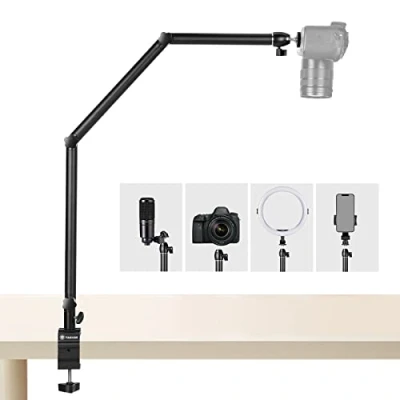 Immagine di TARION Supporto per Fotocamera da Tavolo con Viti 1/4&quot; telecamere Luce anulare a Forma di L Clip Video in live streaming (TKB01)