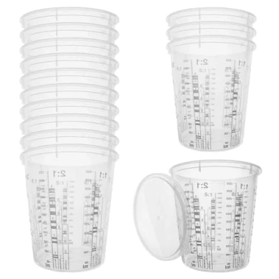 Immagine di 20pcs Bicchieri Di Miscelazione In Resina 680ml, Tazza Misurazione Della Vernice, Per Miscelare La Vernice Con Coperchi Misurini Plastica Liquidi Pigmento