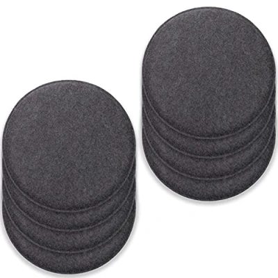Immagine di Rubberneck Set di 8 cuscini per seida in feltro antiscivolo, rotondi, extra spessi, grigio scuro