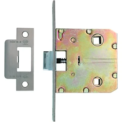 Immagine di Amig Maniglia unificata Mod. 2100 per porte di legno da passaggio a bagni, cucina o abitazioni Chiusura in acciaio inossidabile Ingresso 50 mm Fronte Canto Quadrato