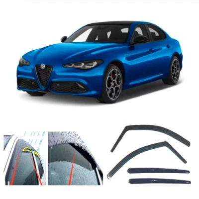 Immagine di AC WOW 4 deflettori antipioggia per Alfa Romeo Giulia 2015 2016 2017 2018 2019 2020 2021 2022 2023 2024