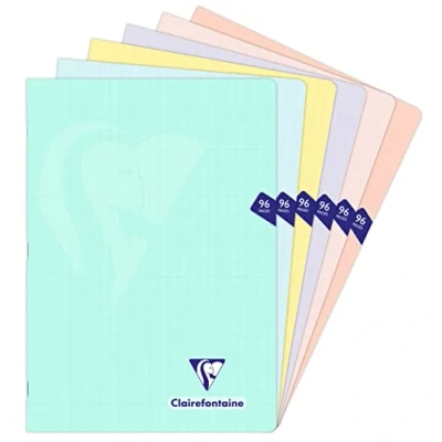 Immagine di Clairefontaine 308161C un quaderno a punto metallico Mimesys PASTEL A4 21x29,7 cm 96 pagine quadretti grandi Carta bianca 90g copertina in polipropilene opaco Colore casuale
