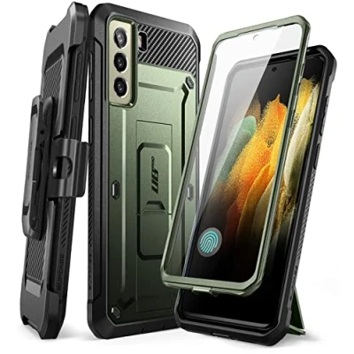 Immagine di SUPCASE Cover Serie Unicorn Beetle Pro per Samsung Galaxy S21 FE 5G (Versione 2022), Custodia Robusta a Doppio Strato Corpo Intero con Cavalletto e Protezione lo Schermo (Verde)