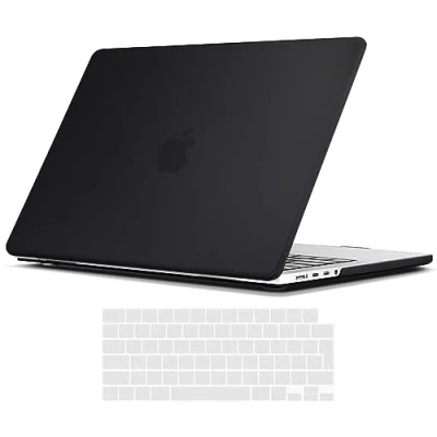 Immagine di TECOOL Custodia per MacBook PRO 16 Pollici 2023 2021 A2991 A2780 A2485 con Chip M3 M2 M1 Pro/Max, Case Cover Opaca Rigida Plastica Ultrasottile e Copritastiera Silicone Italia Layout, Nero