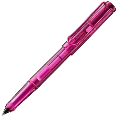 Immagine di Lamy Balloon Penna roller 311, completamente trasparente, colore rosa, con manico e clip in metallo verniciato a polvere, cartuccia sfera, tratto B