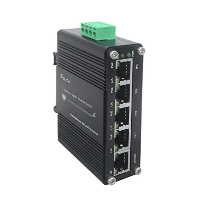 Immagine di Switch Ethernet industriale Gigabit PoE 5 porte Mini 10/100/1000Mbps Base TX con alimentatore