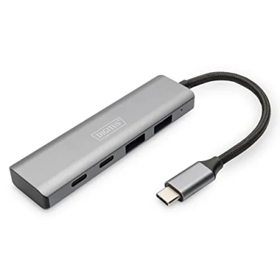 Immagine di Digitus DA 70245 4 Porte USB 3.1 Gen 1 Hub Contenitore in alluminio Grigio scuro