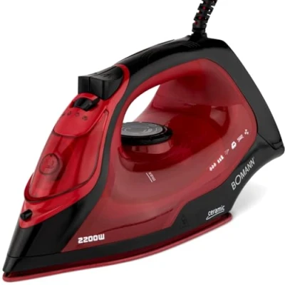 Immagine di BOMANN Db 6035 CB Macchina da Stiro a Vapore 3 Livelli (0 1 2), 7 funzioni, Serbatoio dell&#039;Acqua Trasparente (ca. 250 ml), Colore: Rosso, Acciaio Inossidabile