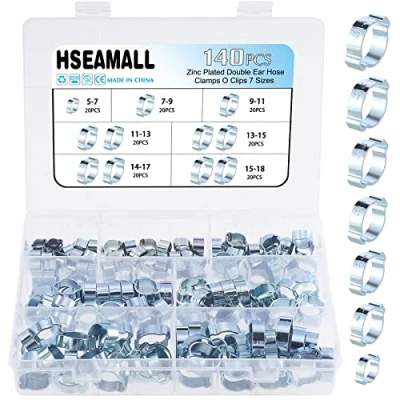 Immagine di HSEAMALL 140 Pezzi Fascette Stringitubo 5 18mm Regolabile Acciaio inox Morsetti per Tubi Metalliche adatto Gas, Acqua