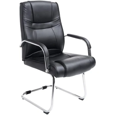 Immagine di CLP Sedia Cantilever XXL Attila In Similpelle I Studio Con Imbottitura E Braccioli Ufficio Conferenza, Colore:nero