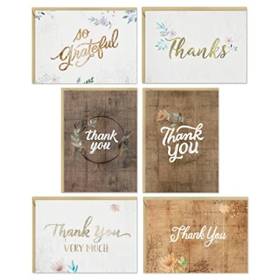 Immagine di Hallmark biglietti di ringraziamento assortiti, fiori rustici (48 con buste)